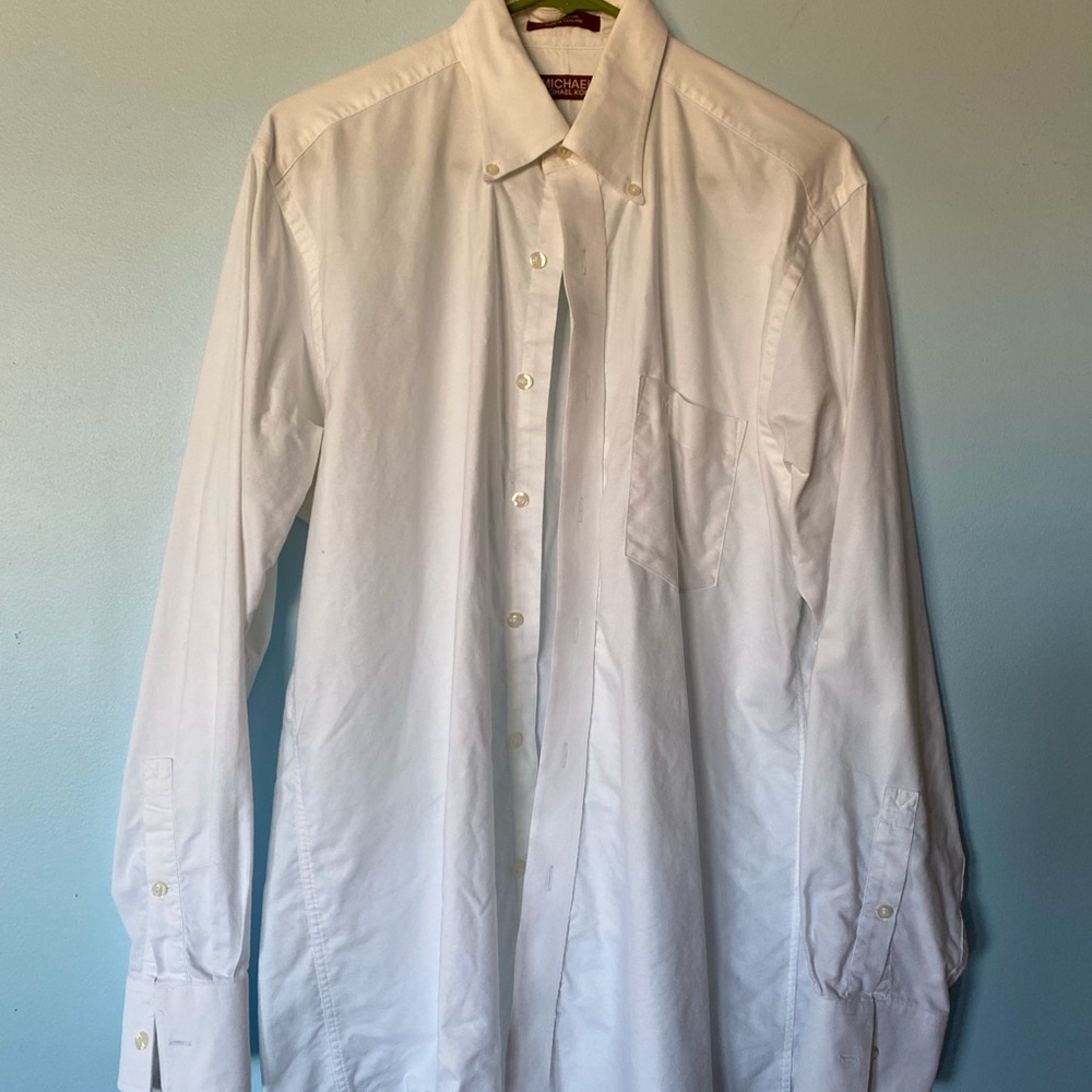 White Michael Kors button down men’s cotton shirt great